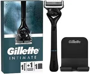 Gillette Body And Intimate Razor For Men, Designed For Pubic Hair, 1 Razor Handle, 1 Blade Refill