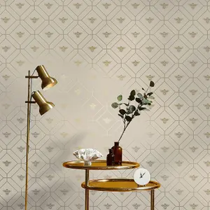 Holden Decor Honeycomb Bee Taupe Geometric and Insects Smooth Wallpaper