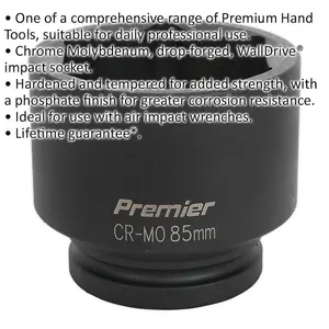 Durable 85mm Forged Impact Socket - 1 Inch Drive for Heavy-Duty Wrenches