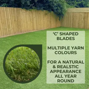 40mm Artificial Grass - 4m x 10m - Natural and Realistic Looking Fake Lawn Astro Turf