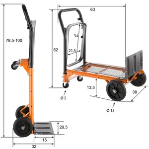 Sack Barrow - 2 in 1 hand truck, 80 kg load capacity - orange