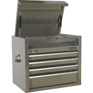 Premium 4 Drawer Stainless Steel Tool Chest - Heavy Duty Storage Solution 675mm x 460mm x 565mm