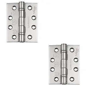 2 PACK - PAIR 13 Ball Bearing Radius Door Hinge - 102 x 102mm Satin Stainless Steel