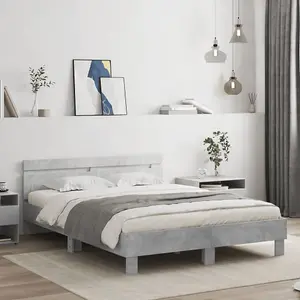 Berkfield Bed Frame with LED without Mattress Concrete Grey 140x190 cm