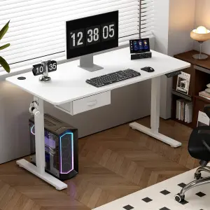 MCC Direct Height Adjustable Electric Desk Standing/Sitting Computer Desk with USB A Charger Port 120cm White