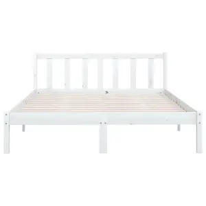 Berkfield Bed Frame White Solid Pinewood 120x200 cm