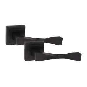 1 Set Straight Astrid Design Bathroom Complete Door Handle Set Matt Black Finish