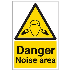 Danger Noise Area Machinery Sign - 1mm Rigid Plastic - 150x200mm (x3)