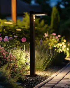 Solar Outdoor LED Bollard Lamp Black POPLAR