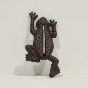 Homescapes Cast Iron Thermometer Frog