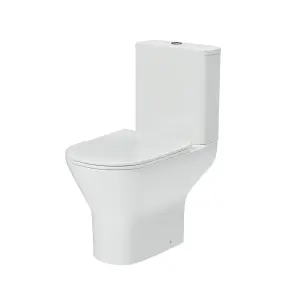 Nes Home Theo Contemporary Round Rimless Close Coupled Toilet With Soft Close Seat