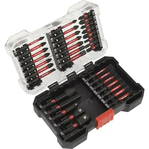 34 Piece Impact Grade Power Tool Bit Set - S2 Steel Bits - Plastic Storage Case