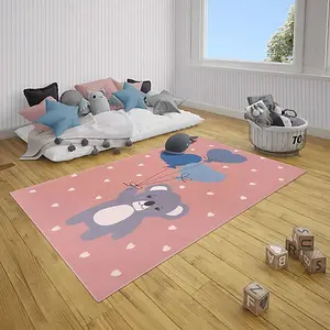 King Koala Pink Rug 80 x 150cm / Cozy & Cute Koala-Themed Rug for Kids' Rooms