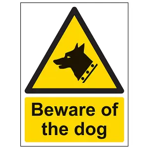 Beware Of The Dog Warning Security Sign Adhesive Vinyl 300x400mm (x3)