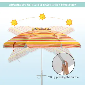 Costway 2M Patio Beach Umbrella Portable Sunshade Umbrella UPF 50+ with Sand Anchor