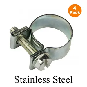 4 x Mini Hose Clamps Stainless Steel Clips for Air Fuel Water Coolant Breather ( 12 - 14mm )