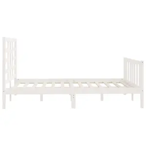 Berkfield Bed Frame White Solid Wood Pine 140x200 cm