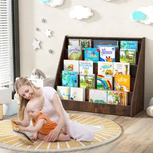 COSTWAY Kids Bookshelf 5-Tier Wooden Children Bookcase Magazine Display Rack