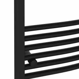 Rinse Bathrooms Electric Heated Towel Rail Curved Black Bathroom Towel Radiator 1000x600mm - 600W