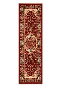 Geometric Persian Wool Easy to Clean Red Traditional Bordered Rug for Living Room & Bedroom-120cm X 180cm