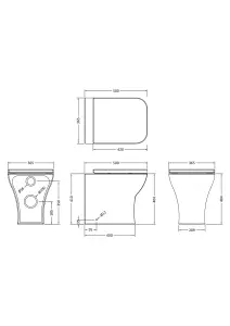 Back to Wall Toilet Pan & Soft Close Seat - 410mm x 365mm x 500mm