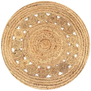 Berkfield Area Rug Braided Design Jute 90 cm Round