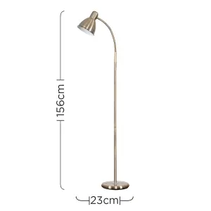 ValueLights Antique Brass Adjustable Reading Craft Floor Lamp