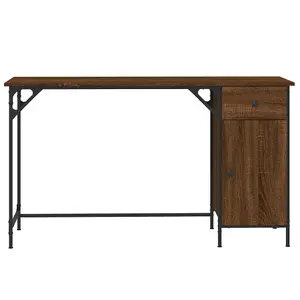 Berkfield Computer Desk Brown Oak 131x48x75 cm Engineered Wood