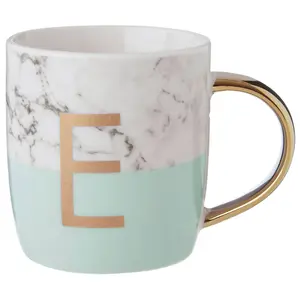 Maison by Premier Mimo Pastel Green E Letter Monogram Mug