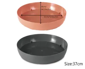 Round Plastic Water Plant Pot Saucer Trays Terracotta 37cm