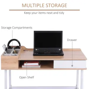 HOMCOM Computer Desk PC Workstation Storage Unit Metal Frame Home Office Study