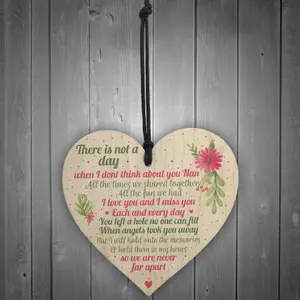 Red Ocean Nan Memorial Gifts Grave Plaque Tribute Sign Wooden Heart Mum Nan Birthday Gifts For Her