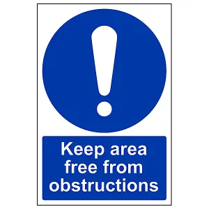 Keep Area Free From Obstructions Sign - Rigid Plastic - 200x300mm (x3)