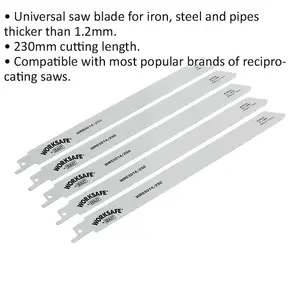 High-Performance 5-Pack 250mm Reciprocating Saw Blades for Cutting Iron, Steel, and Pipes