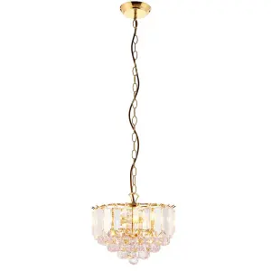 3 Light Chandelier Pendant BRASS & ACRYLIC Shade Hanging Ceiling Lamp Holder