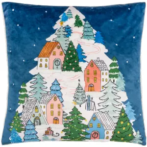 furn. Snowy Village Tree Boucle Feather Rich Cushion