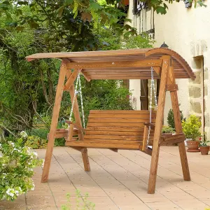 Outsunny 2 Seater Garden Swing Chair Canopy Swing Bench w/ Adjustable Shade