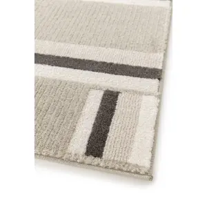 Melrose Turin Blocks Patterned Grey Black Large Area Rug 120/170cm