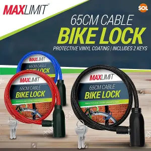 Black Cable Bike Lock with Key - Cable Lock Made with Tough Braided Steel Wires and Durable PVC