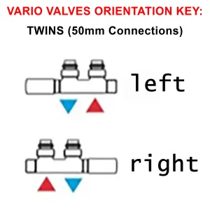 Terma Twins Brass Left sided Angled Radiator valve & lockshield (Dia)15mm x ½"