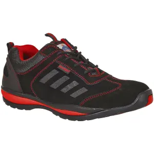 Portwest Mens Steelite Lusum S1P HRO Suede Safety Shoes Black/Red (7 UK)