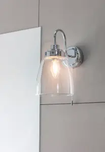 Anson Lighting Coln Bathroom Wall light finished in Clear glass and chrome plate