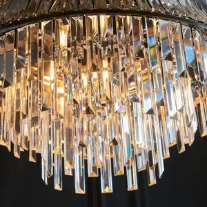 Luminosa Vittoria Pendant Ceiling Light Bright Nickel Plate, Crystal And Clear Glass