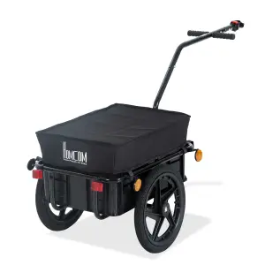 HOMCOM Cargo Trailer Bike Trolley Cart with Handle Removable Rain Cover 70L