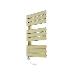 Right Radiators Prefilled Thermostatic Electric Heated Towel Rail Flat Panel Ladder Warmer Rads - 824x500mm Brushed Brass