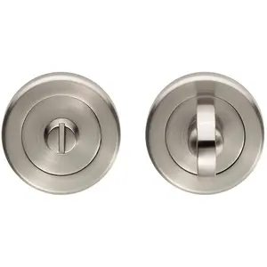 Bathroom Thumbturn Lock and Release Handle Beveled Edged Rose Satin Nickel