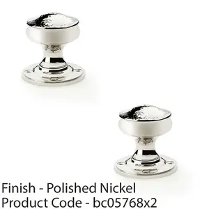 2 PACK - SOLID BRASS Mortice Hammered Georgian Door Knob - Polished Nickel 50mm Diameter