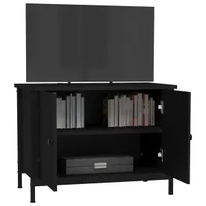 Berkfield TV Cabinet with Doors Black 60x35x45 cm Engineered Wood