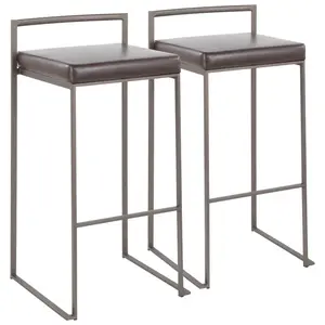 Daggett 68.5cm Bar Stool (Set of 2) Stainless Steel / Black / Bar Stool (30.75" Seat Height)