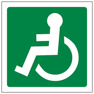 Wheel Chair Logo Facing LEFT Sign - Glow in the Dark - 200x200mm (x3)